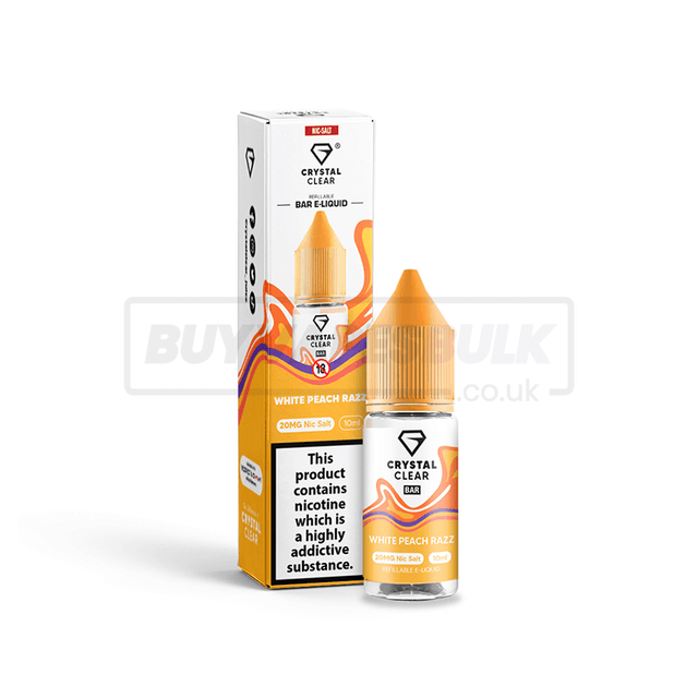 White Peach Razz Crystal Clear Juice Nic Salt E-Liquid Pack of 10 x (10ml)