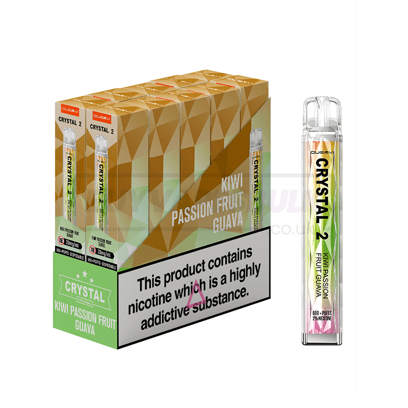 Kiwi Passion Fruit Guava QUEVVI Crystal Bar 2 600 Puff Disposable Vape 10 Pack