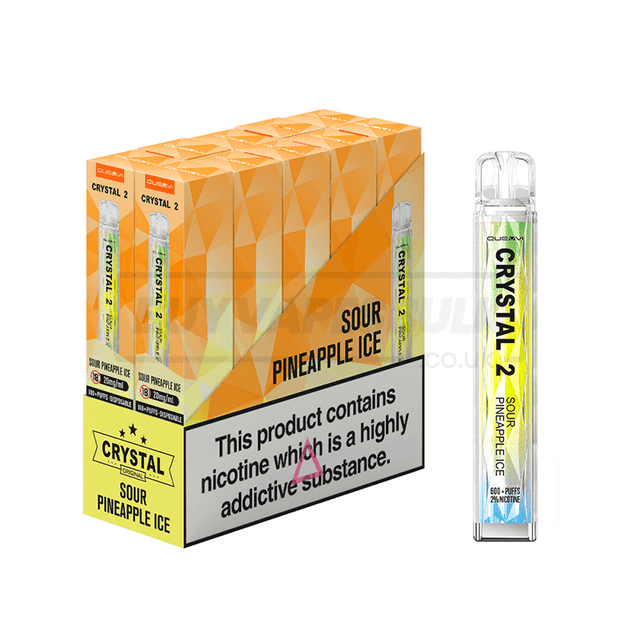 Sour Pineapple Ice QUEVVI Crystal Bar 2 600 Puff Disposable Vape 10 Pack