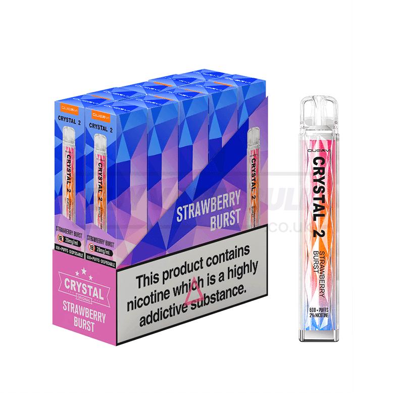 Strawberry Burst QUEVVI Crystal Bar 2 600 Puff Disposable Vape 10 Pack