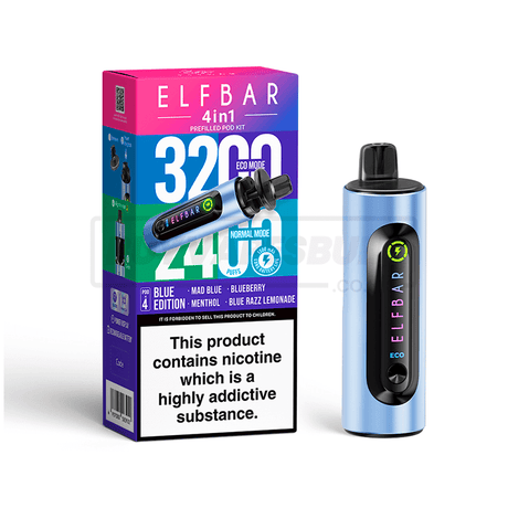 Blue Edition Elf Bar 4 in 1 Puff Disposable Vape 5 Pack