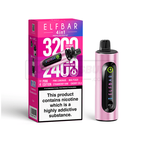 Pink Edition Elf Bar 4 in 1 Puff Disposable Vape 5 Pack