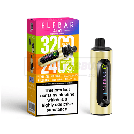 Yellow Edition Elf Bar 4 in 1 Puff Disposable Vape 5 Pack