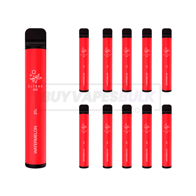 Watermelon Elf Bar 600 Puff Disposable Vape 10 Pack