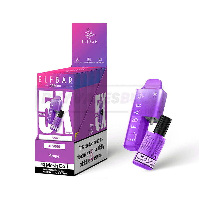 Grape Elf Bar AF5000 Puff Disposable Vape 5 Pack