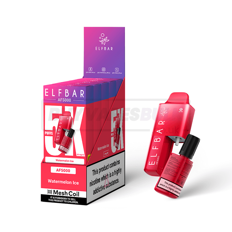 Watermelon Ice Elf Bar AF5000 Puff Disposable Vape 5 Pack