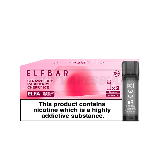 Strawberry Raspberry Cherry Ice Elf Bar Elfa Prefilled Pods 10 Pack