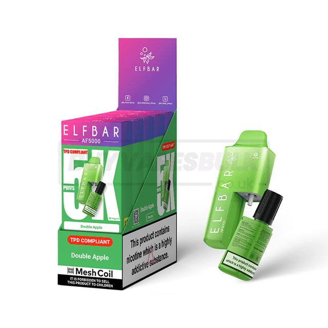 Double Apple Elf Bar AF5000 Puff Disposable Vape 5 Pack