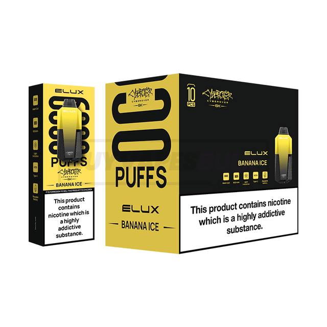 Banana Ice Elux Cyberover 6K Puff Disposable Vape 10 Pack