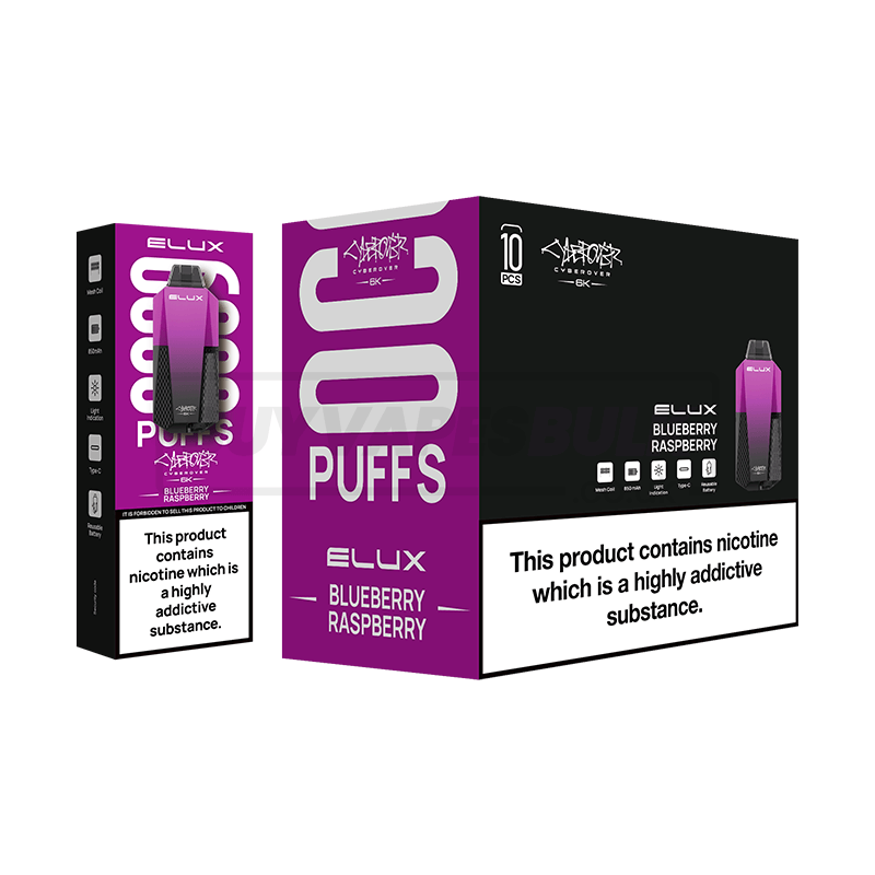 Blueberry Raspberry Elux Cyberover 6K Puff Disposable Vape 10 Pack ...