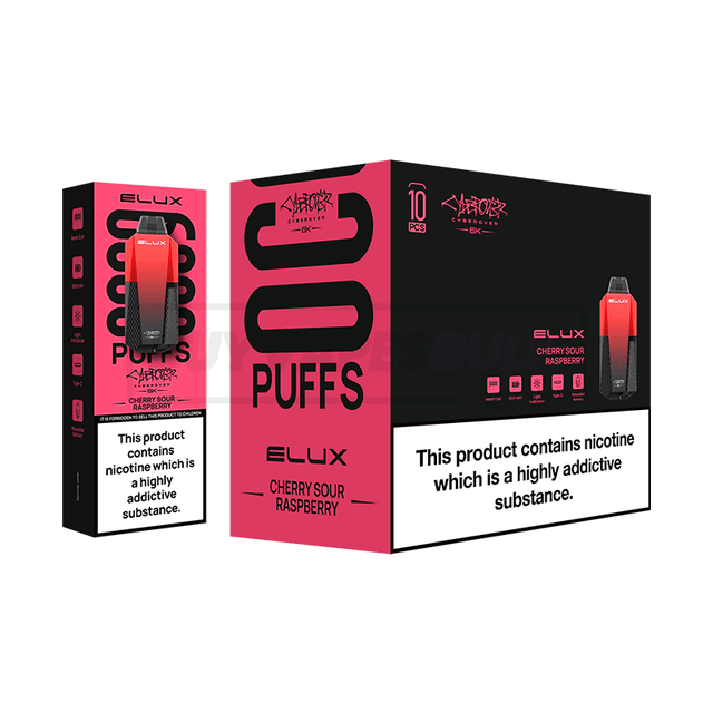 Cherry Sour Raspberry Elux Cyberover 6K Puff Disposable Vape 10 Pack