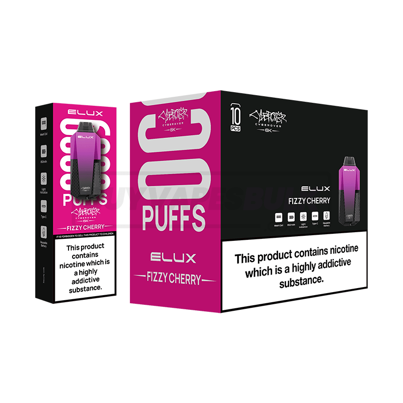 Fizzy Cherry Elux Cyberover 6K Puff Disposable Vape 10 Pack