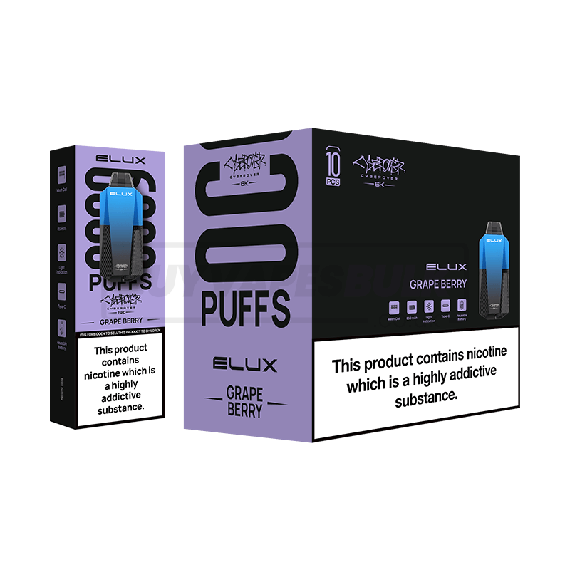 Grape Berry Elux Cyberover 6K Puff Disposable Vape 10 Pack