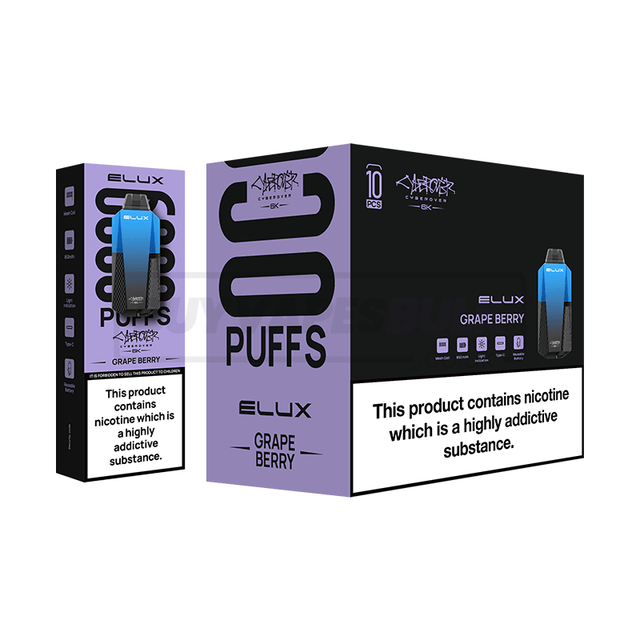 Grape Berry Elux Cyberover 6K Puff Disposable Vape 10 Pack