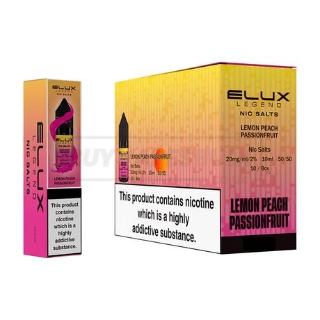 Lemon Peach Passionfruit Elux Legend Nic Salt E-Liquid Pack of 10 x (10ml)