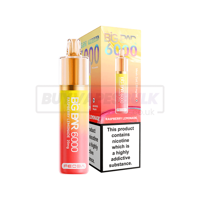 Raspberry Lemonade Feoba Big Bar 6000 Puff Disposable Vape 5 Pack