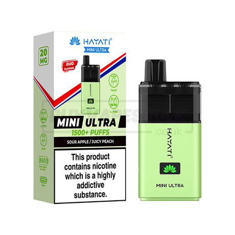 Sour Apple / Juicy Peach Hayati Ultra Mini 1500 5 Pack