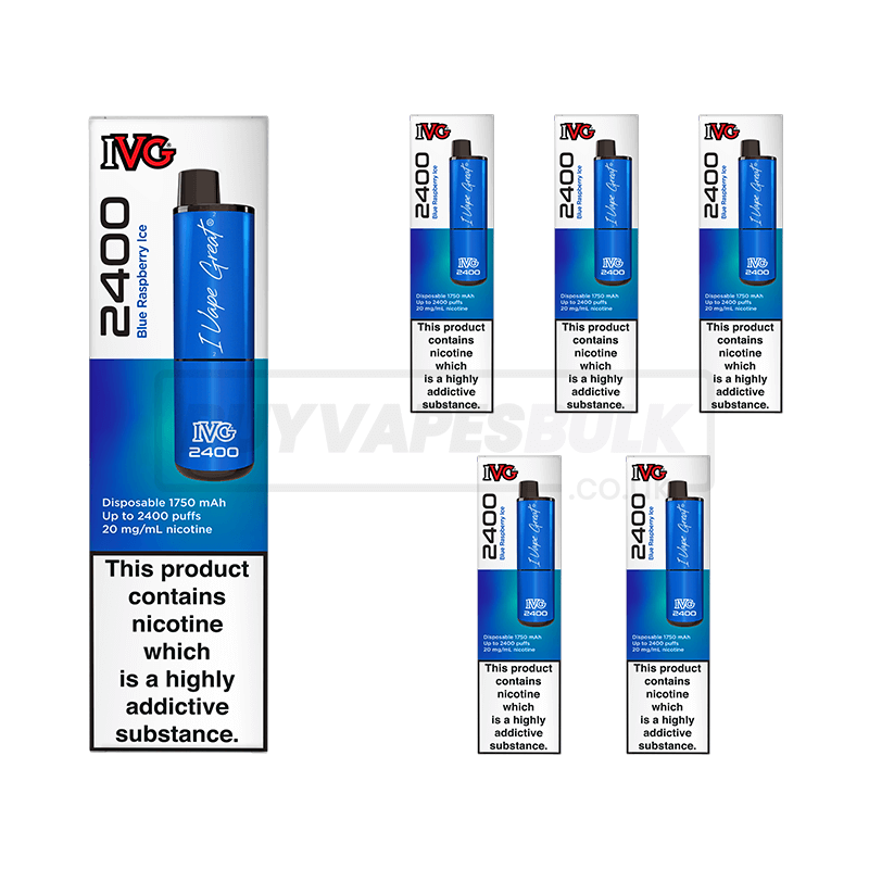 Blue Raspberry Ice IVG 2400 Puff Disposable Vape 5 Pack