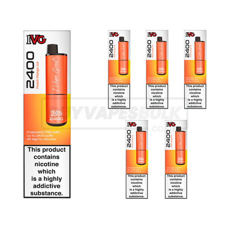 Peach Mango Ice IVG 2400 Puff Disposable Vape 5 Pack