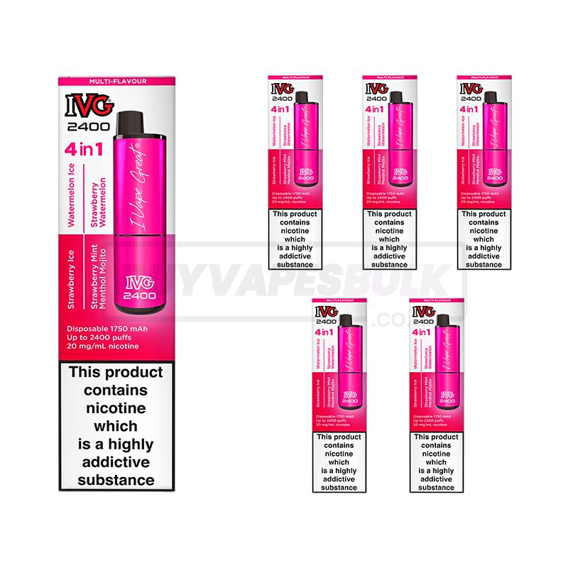 Pink Edition Ice IVG 2400 Puff Disposable Vape 5 Pack