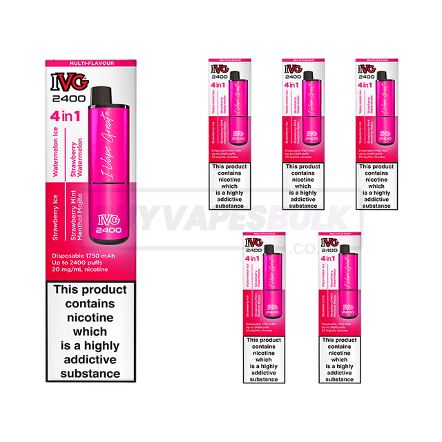 Pink Edition Ice IVG 2400 Puff Disposable Vape 5 Pack