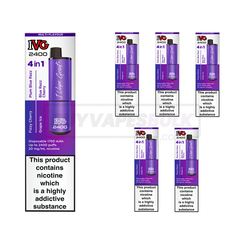 Purple Edition IVG 2400 Puff Disposable Vape 5 Pack