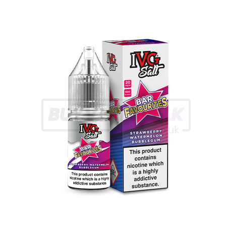 Strawberry Watermelon Bubblegum IVG Nic Salt E-Liquid Pack of 10 x (10ml)