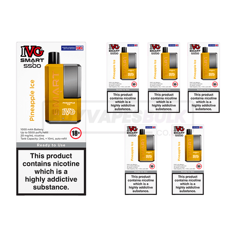 Pineapple Ice IVG Smart 5500 Puff Disposable Vape 5 Pack