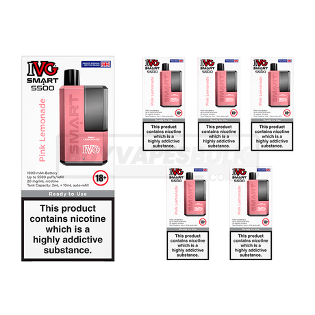 Pink Lemonade IVG Smart 5500 Puff Disposable Vape 5 Pack