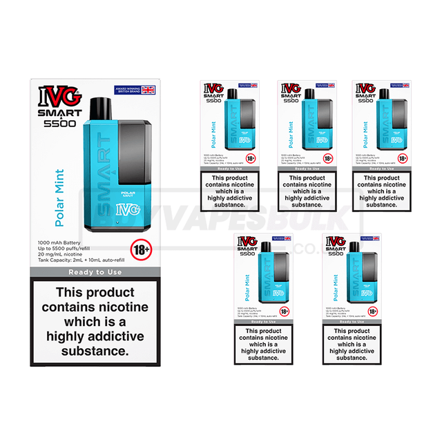 Polar Mint IVG Smart 5500 Puff Disposable Vape 5 Pack