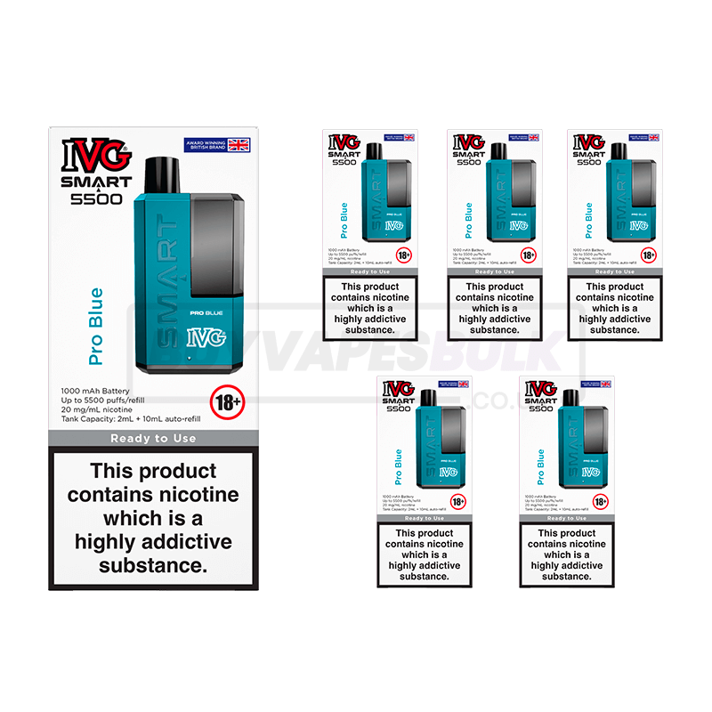 Pro Blue IVG Smart 5500 Puff Disposable Vape 5 Pack