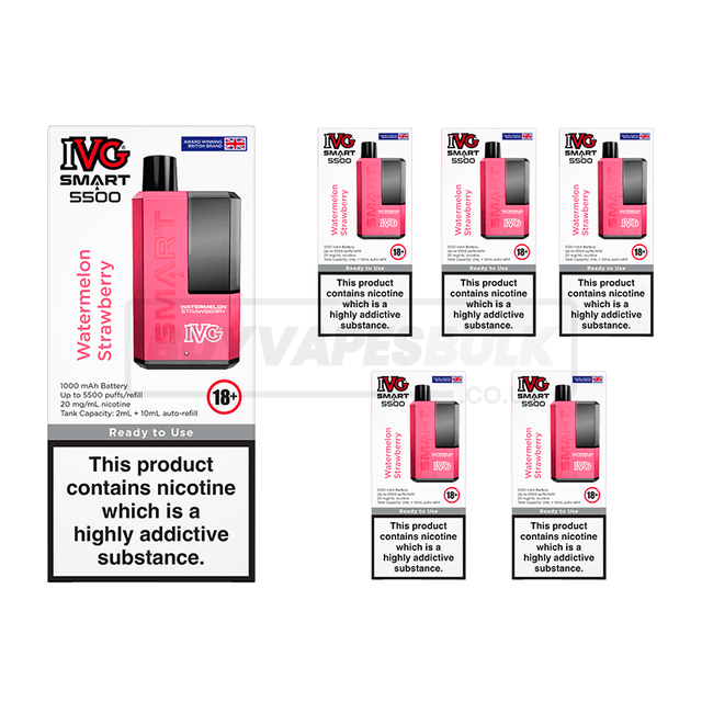 Watermelon Strawberry IVG Smart 5500 Puff Disposable Vape 5 Pack