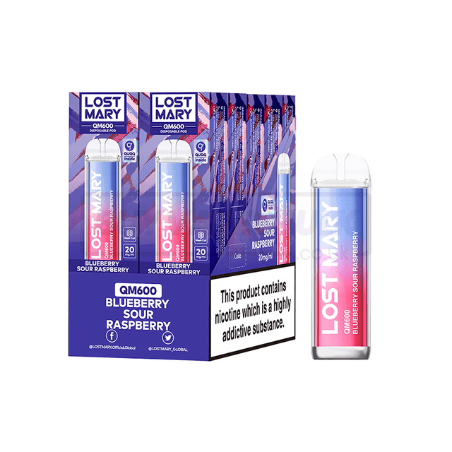 Blueberry Sour Raspberry Lost Mary QM600 Disposable Vape 10 Pack
