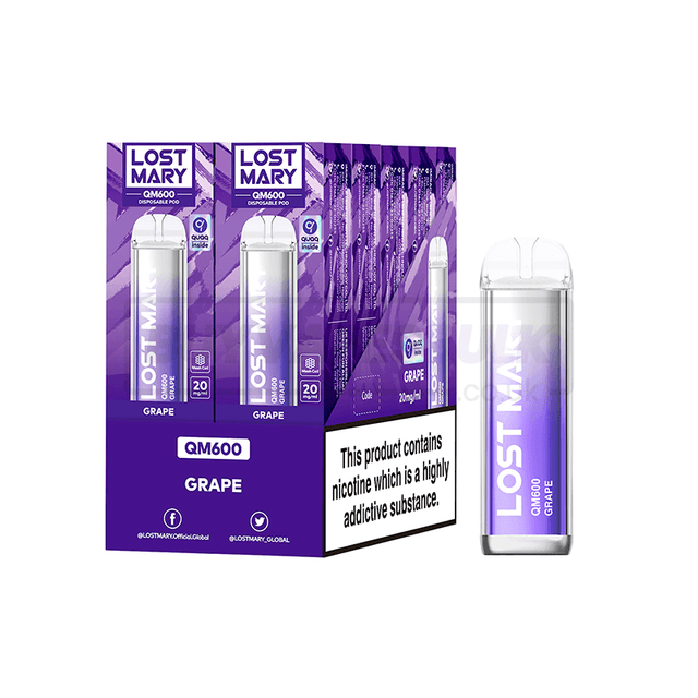 Grape Lost Mary QM600 Disposable Vape 10 Pack