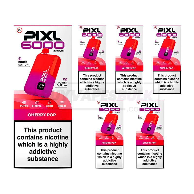 Cherry Pop Pixl 6000 Puff Disposable Vape 5 Pack