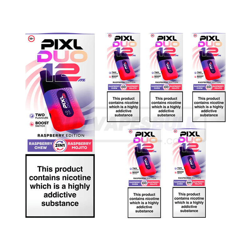 Raspberry Edition Pixl Duo 12K Disposable Vape 5 Pack