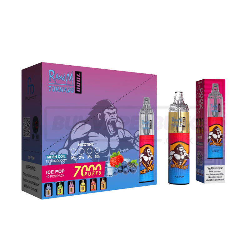 Ice Pop RandM Tornado 7000 Disposable Vape 10 Pack | Buy Vapes Bulk