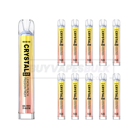 Lemon Peach Passion Fruit SKE Crystal Bar 600 Puff Disposable Vape 10 Pack