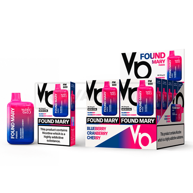 Blueberry Cherry Cranberry Vapes Bars Found Mary 600 Puff Disposable Vape 10 Pack
