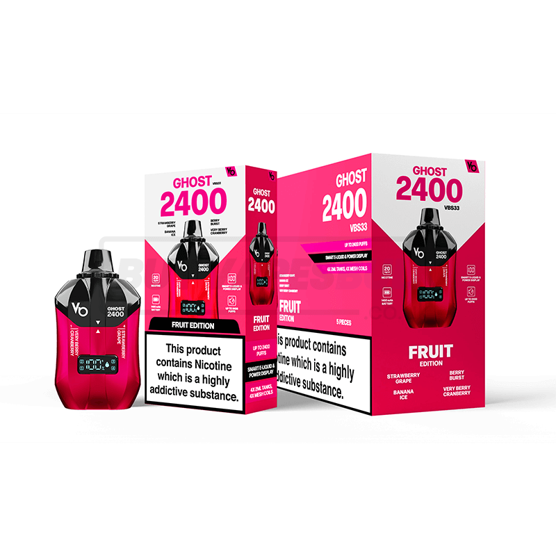 Fruit Edition Vapes Bars Ghost 2400 Puff Disposable Vape 5 Pack