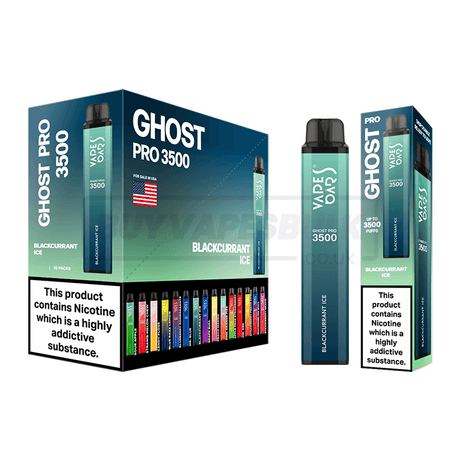 Blackcurrant Ice Vapes Bars Ghost Pro 3500 Disposable Vape 10 Pack