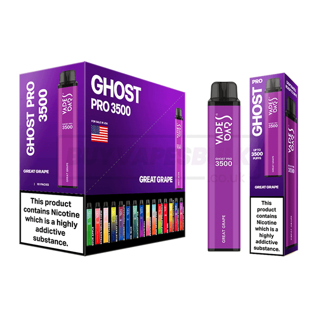 Great Grape Vapes Bars Ghost Pro 3500 Disposable Vape 10 Pack