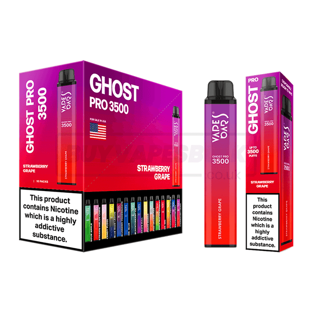 Strawberry Grape Vapes Bars Ghost Pro 3500 Disposable Vape 10 Pack